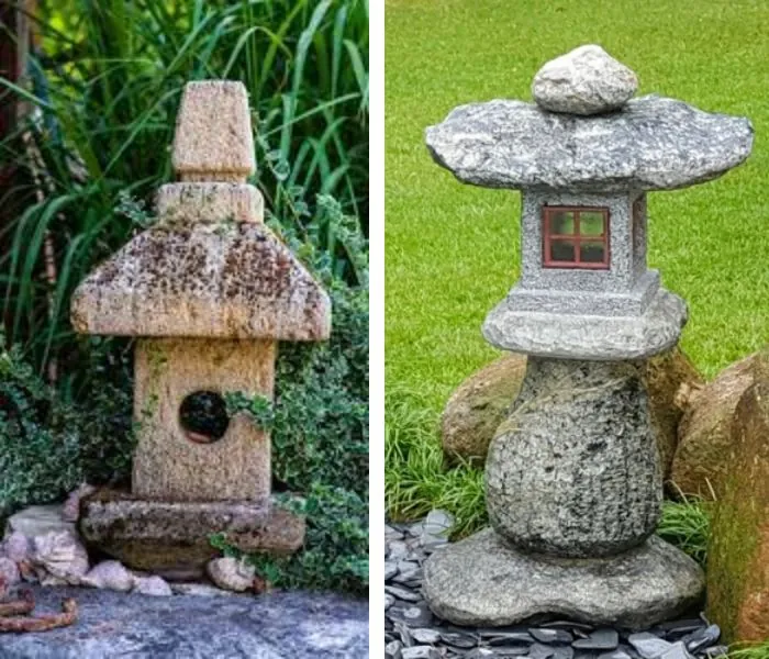Esculturas de pedra em jardins