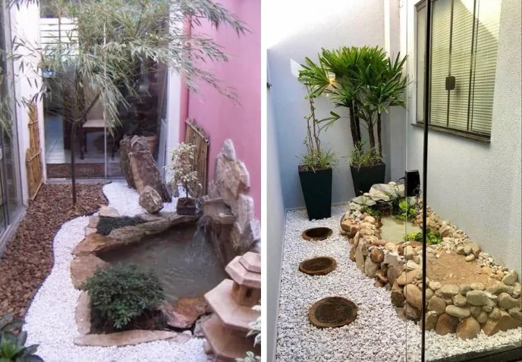 jardim de inverno com cascata