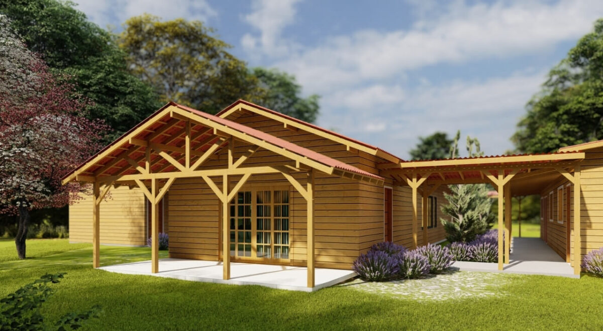 Casas de madeira com varanda