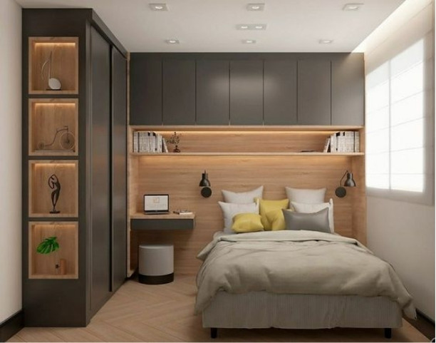 Quarto de casal pequeno planejado