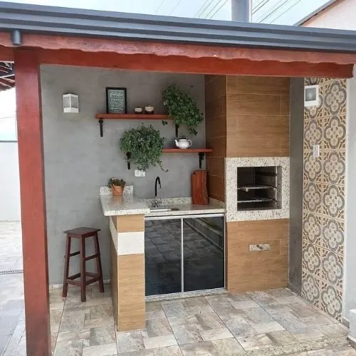 area Gourmet Pequeno com Pia e Balcão