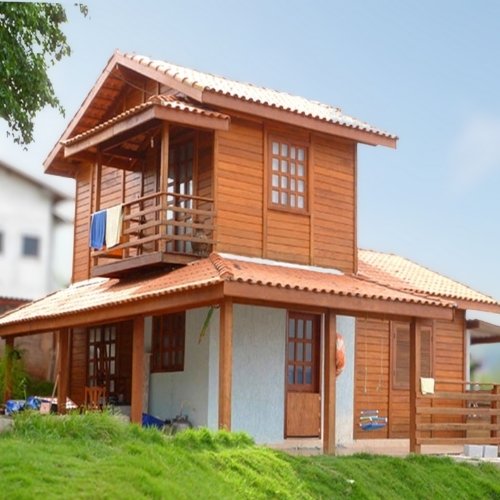 Casa de madeira pré-fabricada de 2 pisos simples