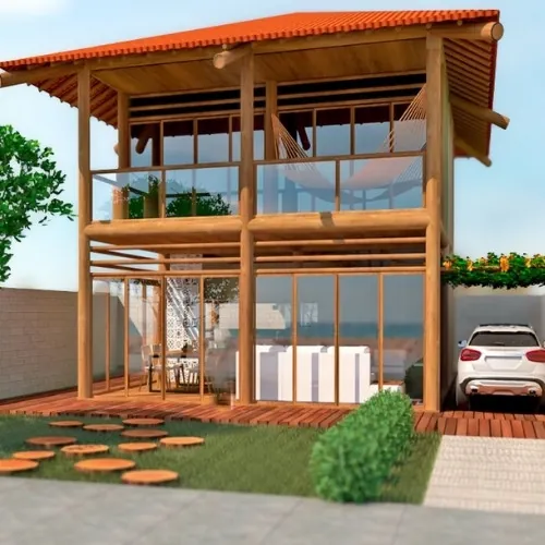 casas de madeira com Eucalipto