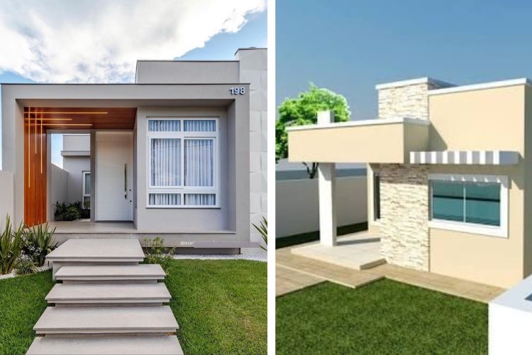 Casa com platibanda e varanda integrada