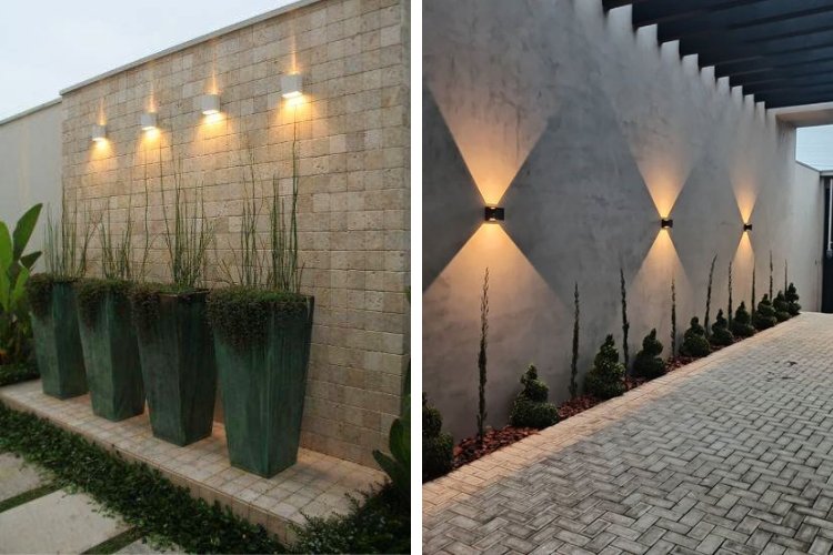 muro simples com iluminação solar