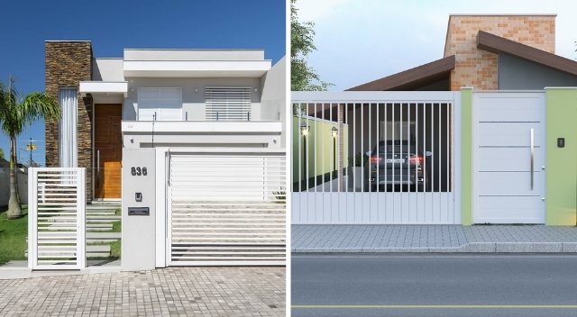 muro e portão metálico vazado