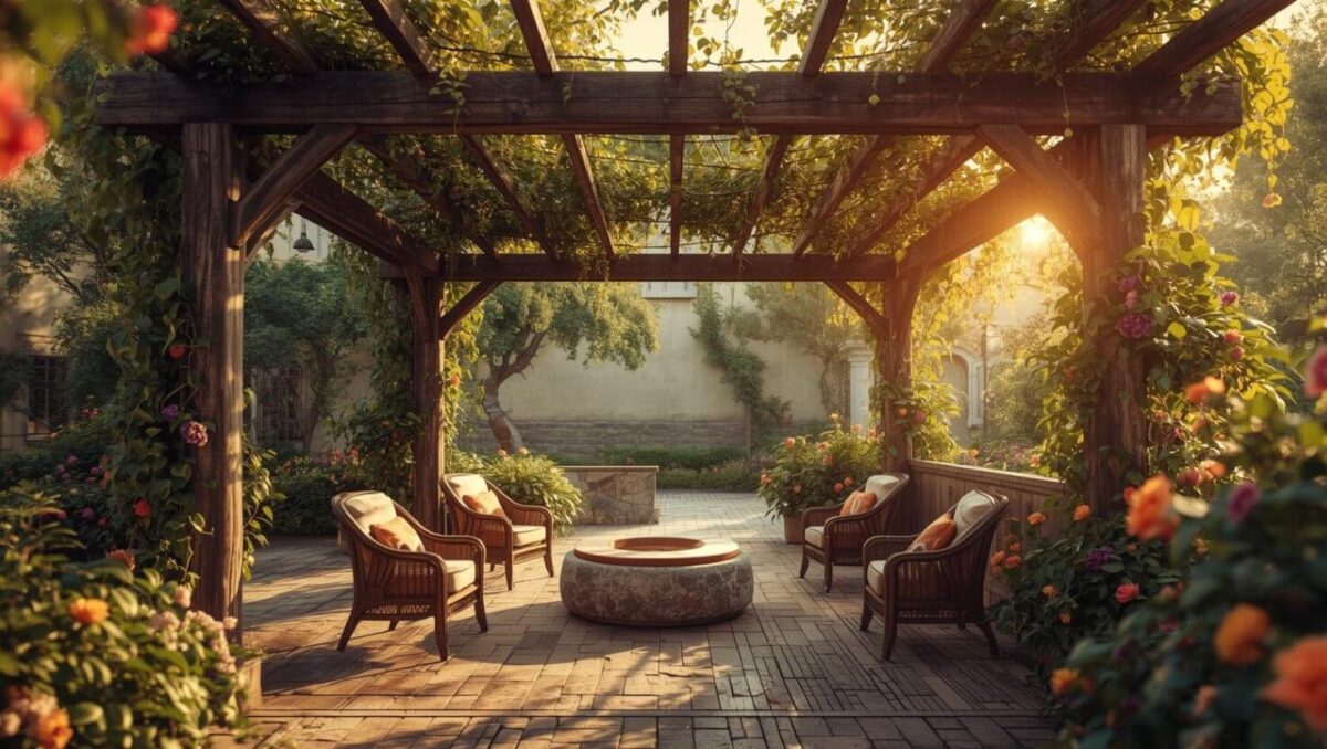 Pergolado de Madeira com Plantas