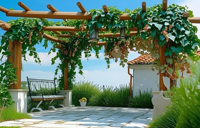 pergolado com planta Hera (Hedera helix)