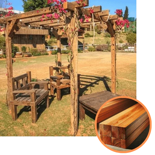 pergolado de madeira peroba rosa