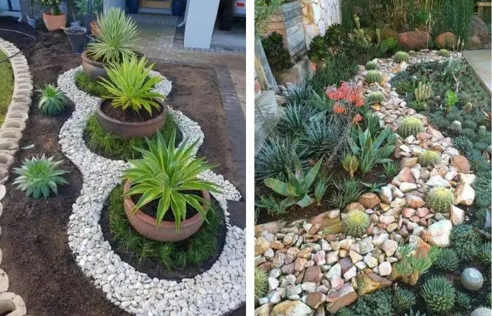 Jardim rustico de Pedras com Suculentas