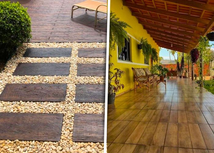 Pisos rústicos para área externa com madeira que trazem um toque acolhedor