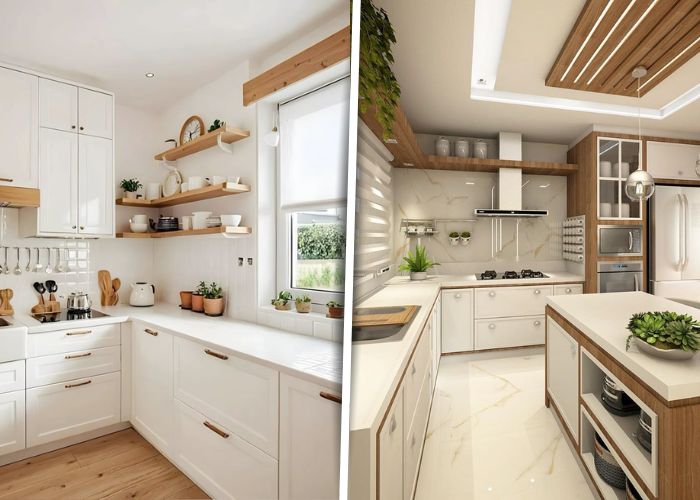 cozinha branca com madeira