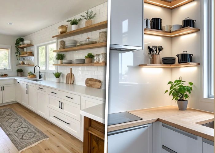 cozinha branca com madeira clara