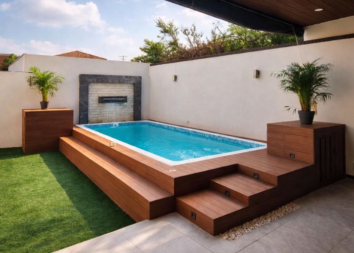 piscina com deck elevado