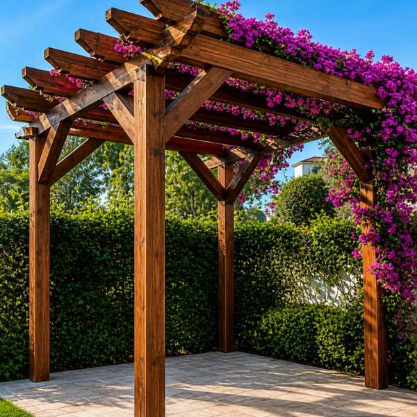Pergolado com flores Estilo rústico