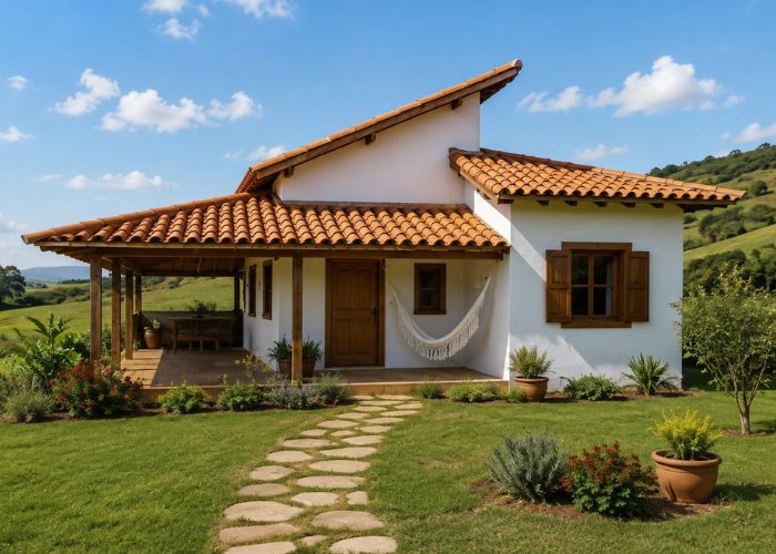 casas pequenas com telhado colonial