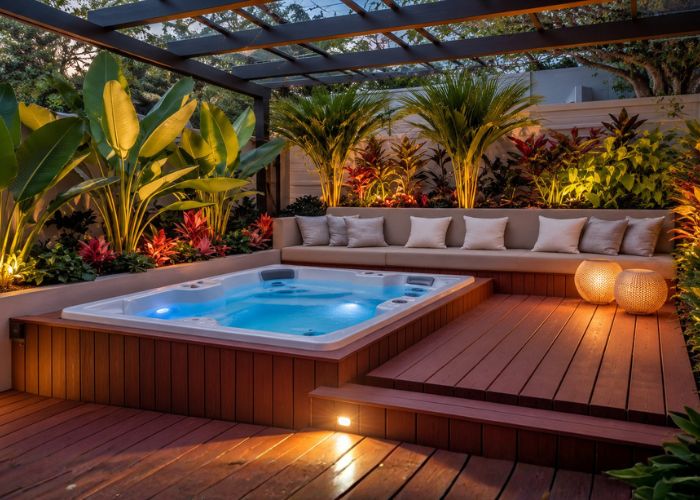 Deck elevado ou jacuzzi embutida