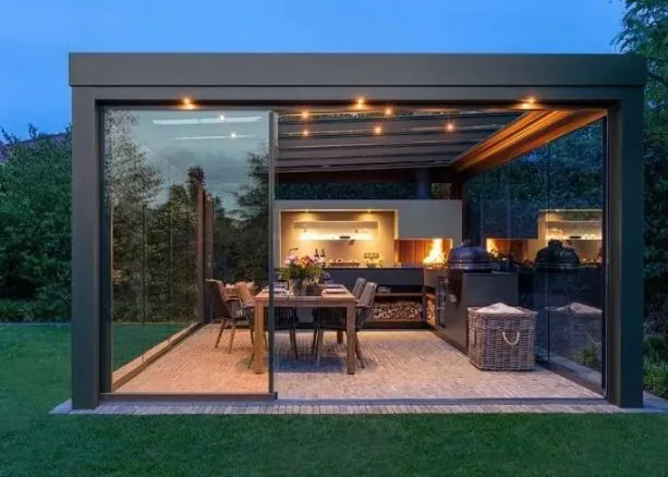 pergolado de aluminio com iluminação
