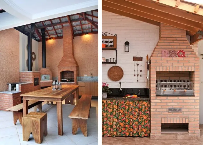 Área de lazer com churrasqueira de tijolinho
