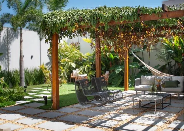 Pergolado Madeira garagem plantas
