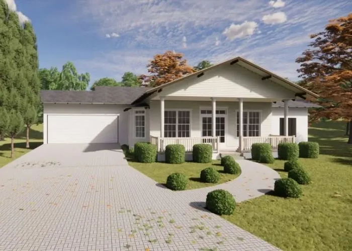 Casa americana com garagem lateral