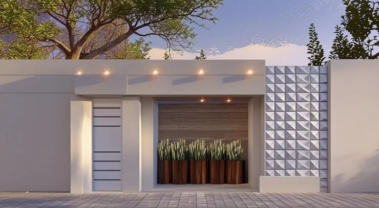 Fachada de Muro Simples e Barato moderno
