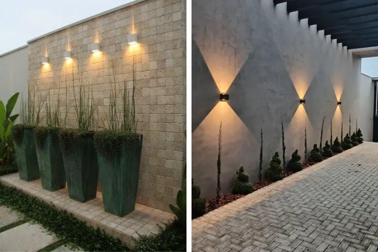 muro simples com iluminação solar