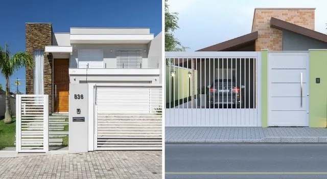 muro e portão metálico vazado