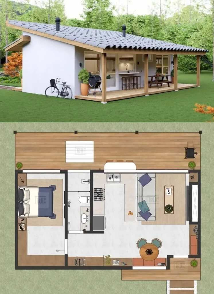 meia água pequena com projeto